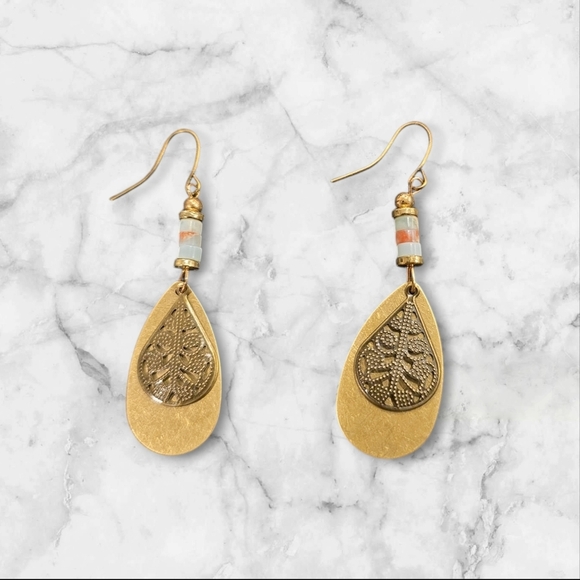 Blossom Boutique Jewelry - Bohemian Gold Plated Beaded Dangle Earrings
